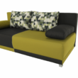 kinyitható kanapé,  szürke/zöld/minta párnák,  SPIKER 1