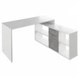 Sarok íróasztal, fehér/beton, NOE NEW 1