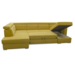 Luxus kivitelű ülőgarnitúra, sárga/barna párnák, jobbos, MARIETA U 5