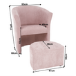 Klub fotel puffal, rózsaszín, ROSE 3
