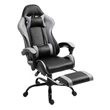 Irodai/gamer fotel lábtartóval, fekete/szürke, TARUN 2