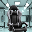Irodai/gamer fotel lábtartóval, fekete/szürke, TARUN 5