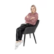 Design karosszék, szálcsiszolt bőrszövet, szürke / fekete, LACEY 2