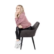 Design karosszék, szálcsiszolt bőrszövet, barna / fekete, LACEY 3