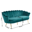 Luxus heverő, 3-as ülés, smaragd Velvet szövet/króm arany, Art-deco stílus, NOBLIN 1
