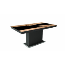 Flóra Plusz asztal Matt sötétszürke - Artisan tölgy - fekete epoxy