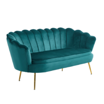 Luxus heverő, 3-as ülés, smaragd Velvet szövet/króm arany, Art-deco stílus, NOBLIN NEW