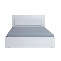 Dupla ágy, 160x200, fehér/ magasfényű fehér HG, ASIENA