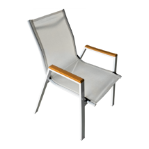 Kerti rakásolható szék, fehér acél/tölgy, BONTO
