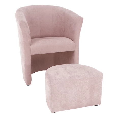 Klub fotel puffal, rózsaszín, ROSE Féláras