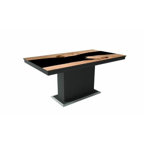 Flóra Plusz asztal Matt sötétszürke - Artisan tölgy - fekete epoxy