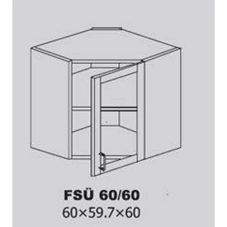Felső üvegajtós sarokelem 60/60-as FSÜ 60/60 (KM)