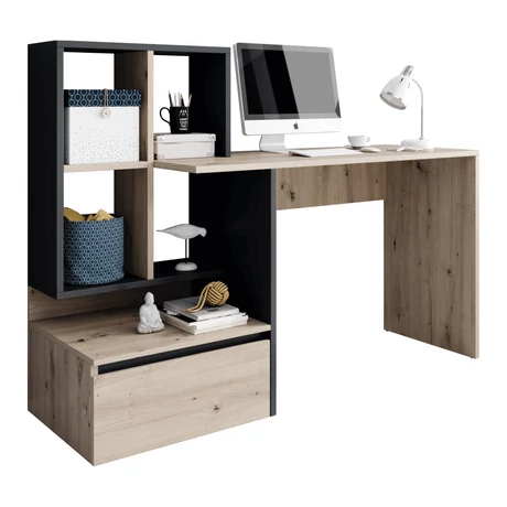 PC asztal, artisan tölgy/grafit-antracit, NEREO