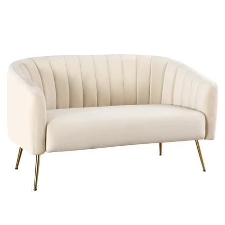 Design kétszemélyes kanapé, bézs Velvet szövet/gold króm-arany, BAGY
