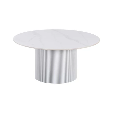 Dohányzóasztal, fehér márvány/MDF, átmérő 80 cm, MAHIR TYP 1
