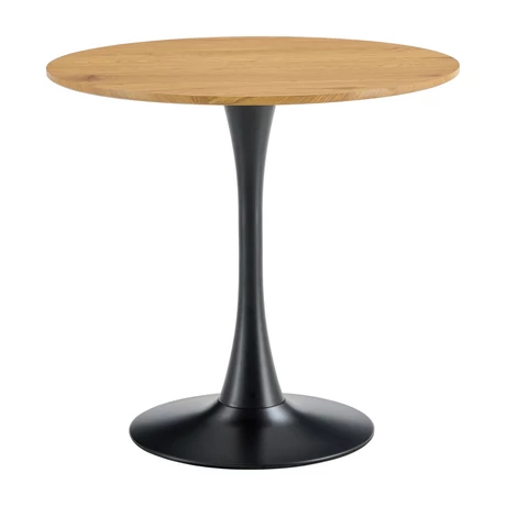 Étkezőasztal, tölgy/fekete, átmérő 80 cm, REVENTON NEW