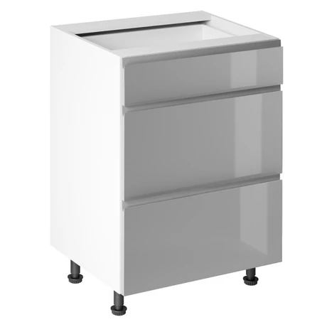 Alsószekrény, fehér/szürke extra magasfényű HG, AURORA D60S3